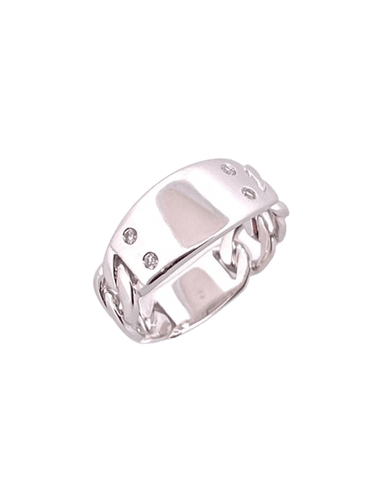 Bague 54 Bague à graver - Bague en or blanc 18 carats et diamants 58 Facettes