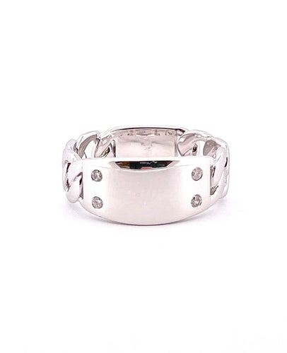 Bague 54 Bague à graver - Bague en or blanc 18 carats et diamants 58 Facettes
