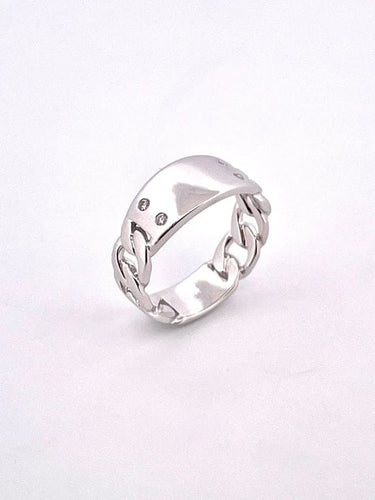 Bague 54 Bague à graver - Bague en or blanc 18 carats et diamants 58 Facettes