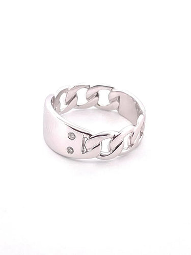 Bague 54 Bague à graver - Bague en or blanc 18 carats et diamants 58 Facettes