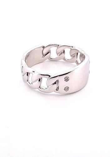Bague 54 Bague à graver - Bague en or blanc 18 carats et diamants 58 Facettes