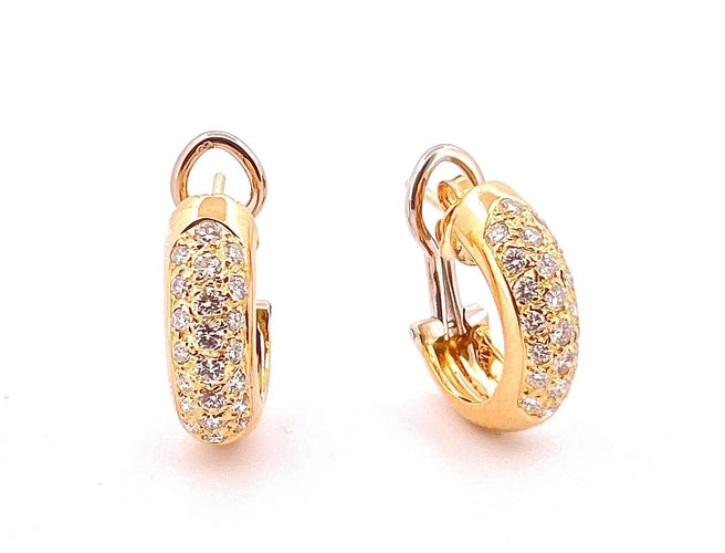 Boucles d'oreilles Créoles - Boucles d’oreilles en or jaune 18 carats et diamants 58 Facettes