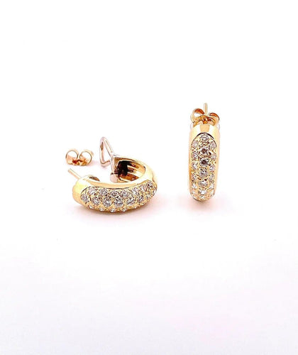 Boucles d'oreilles Créoles - Boucles d’oreilles en or jaune 18 carats et diamants 58 Facettes