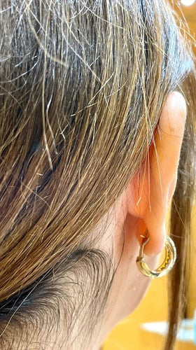 Boucles d'oreilles Créoles - Boucles d’oreilles en or jaune 18 carats et diamants 58 Facettes