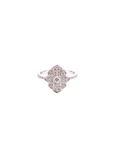 Bague 52 Bague style Art déco en or blanc 18 carats et diamants 58 Facettes