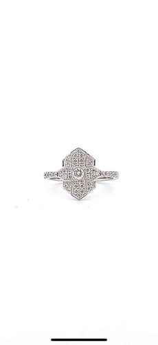 Bague 52 Bague style Art déco en or blanc 18 carats et diamants 58 Facettes