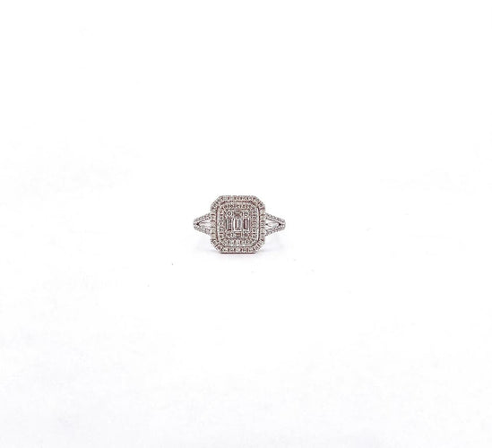 Bague 55 Princesse - Bague en or blanc 18 carats et diamants 58 Facettes