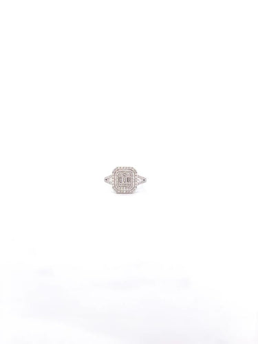 Bague 55 Princesse - Bague en or blanc 18 carats et diamants 58 Facettes