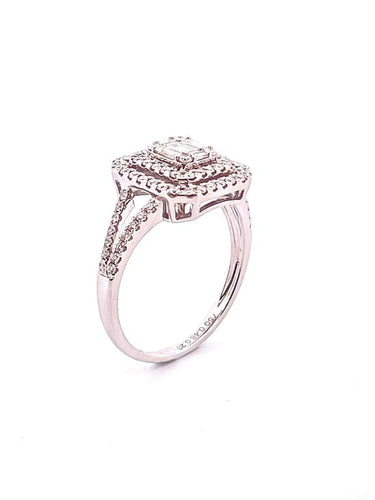 Bague 55 Princesse - Bague en or blanc 18 carats et diamants 58 Facettes