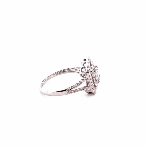 Bague 55 Princesse - Bague en or blanc 18 carats et diamants 58 Facettes