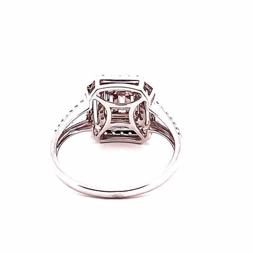 Bague 55 Princesse - Bague en or blanc 18 carats et diamants 58 Facettes