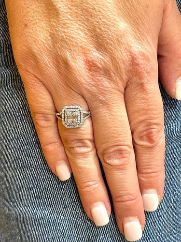Bague 55 Princesse - Bague en or blanc 18 carats et diamants 58 Facettes