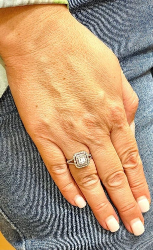 Bague 55 Princesse - Bague en or blanc 18 carats et diamants 58 Facettes