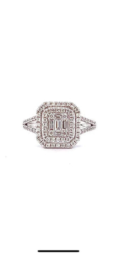Bague 55 Princesse - Bague en or blanc 18 carats et diamants 58 Facettes