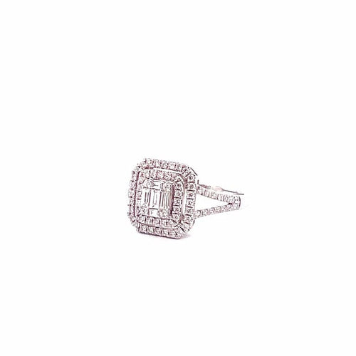 Bague 55 Princesse - Bague en or blanc 18 carats et diamants 58 Facettes