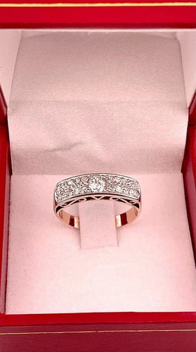 Bague 52 Demi-alliance ancienne - Bague en or blanc 18 carats et diamants 58 Facettes