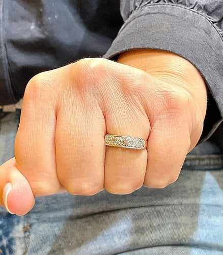 Bague 52 Demi-alliance ancienne - Bague en or blanc 18 carats et diamants 58 Facettes