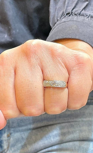Bague 52 Demi-alliance ancienne - Bague en or blanc 18 carats et diamants 58 Facettes