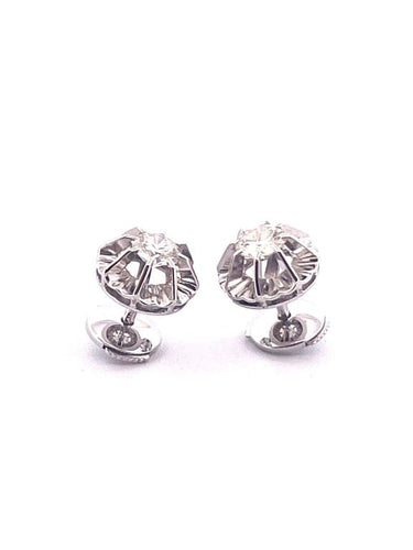 Boucles d'oreilles Clous d’oreilles - Boucles d’oreilles en or blanc 18 carats et diamants 58 Facettes