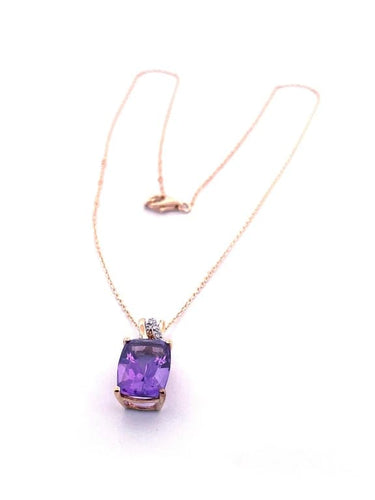 Collier Collier pendentif - Pendentif en or jaune 18 carats avec améthyste et diamants 58 Facettes