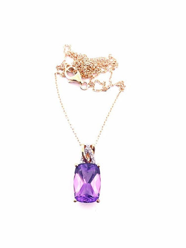 Collier Collier pendentif - Pendentif en or jaune 18 carats avec améthyste et diamants 58 Facettes