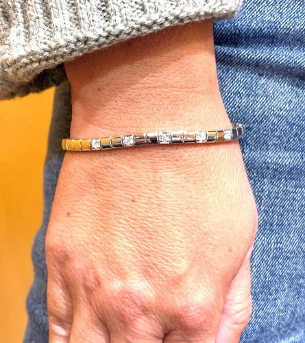 Bracelet Bracelet femme en or blanc 18 carats serti de diamants 58 Facettes