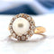 Bague 59 Bague ancienne en or jaune 18 carats avec diamants et perle 58 Facettes