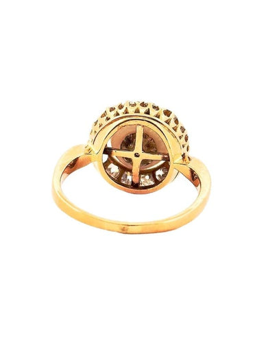 Bague 59 Bague ancienne en or jaune 18 carats avec diamants et perle 58 Facettes