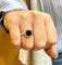 Bague 54 Bague en or blanc 18 carats avec onyx et diamants 58 Facettes