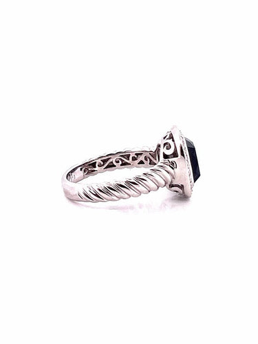 Bague 54 Bague en or blanc 18 carats avec onyx et diamants 58 Facettes