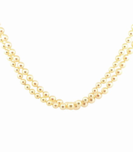 Collier Collier ancien double rang de perles avec fermoir en or blanc et diamants 58 Facettes