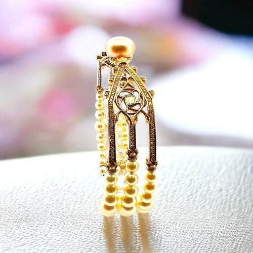 Bracelet Alessio Boschi Milano - Bracelet jonc en or jaune 18 carats, perles et diamants jaunes 58 Facettes