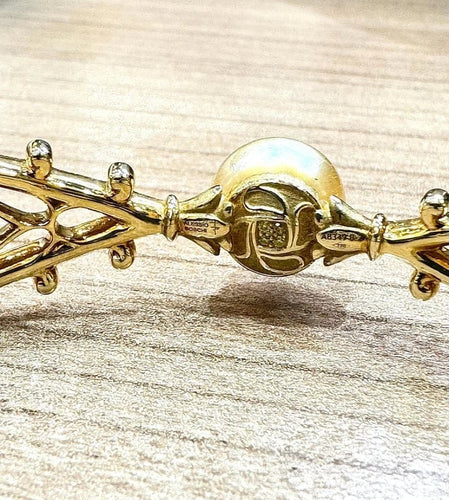 Bracelet Alessio Boschi Milano - Bracelet jonc en or jaune 18 carats, perles et diamants jaunes 58 Facettes
