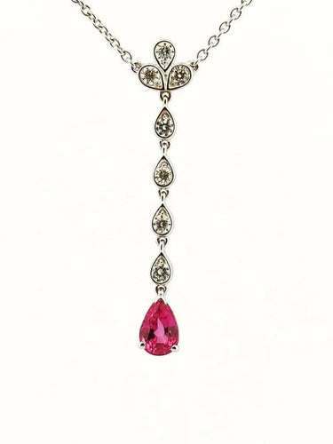 Collier Collier en or blanc 18 carats avec diamants et tourmaline rose 58 Facettes