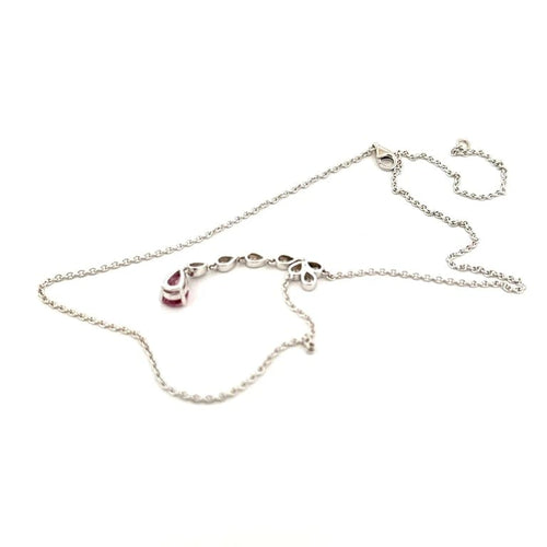 Collier Collier en or blanc 18 carats avec diamants et tourmaline rose 58 Facettes