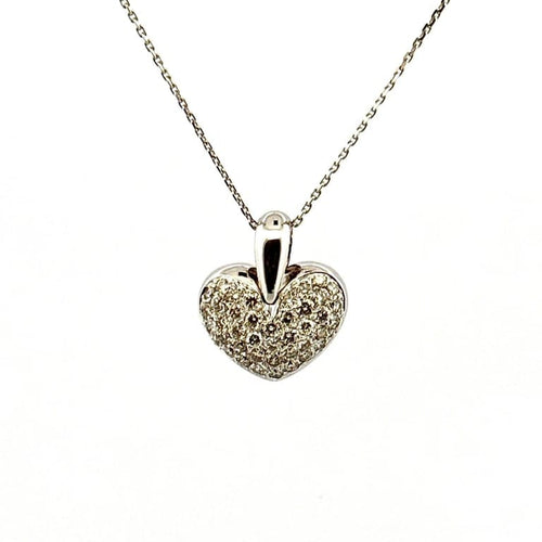 Pendentif Pendentif cœur en or blanc 18 carats et diamants 58 Facettes
