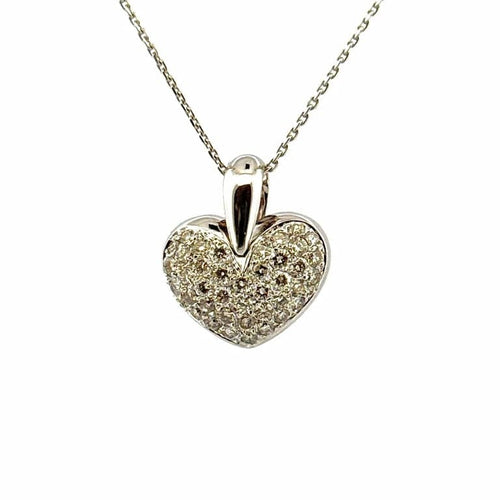 Pendentif Pendentif cœur en or blanc 18 carats et diamants 58 Facettes