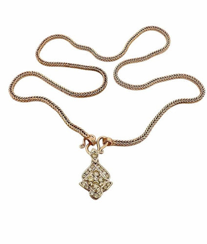 Collier Chaîne maille serpent et pendentif diamants en or 14 ct et 18 ct 58 Facettes