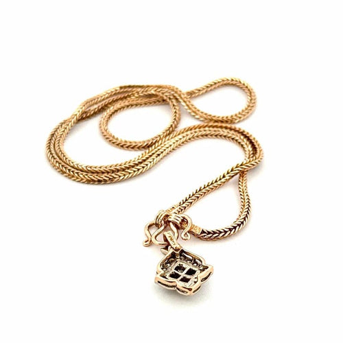 Collier Chaîne maille serpent et pendentif diamants en or 14 ct et 18 ct 58 Facettes