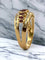 Bague 55 Bague en or jaune 18 carats avec grenats et diamants baguette 58 Facettes