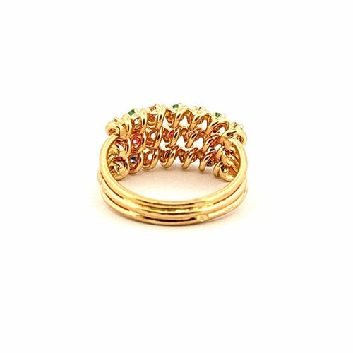 Bague 51 Bague spirales multi-pierres en or jaune 18 carats 58 Facettes