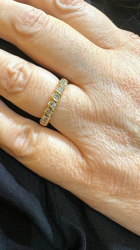 Bague 51 Alliance tour complet en or jaune 18 carats et diamants 58 Facettes