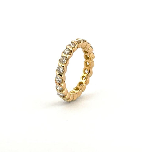 Bague 51 Alliance tour complet en or jaune 18 carats et diamants 58 Facettes