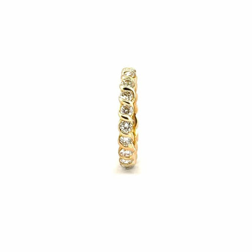 Bague 51 Alliance tour complet en or jaune 18 carats et diamants 58 Facettes