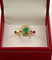 Bague 55 Bague ancienne en or jaune 18 carats avec émeraude et diamants 58 Facettes