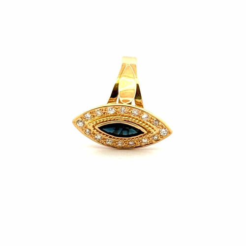 Bague 53 Bague navette en or jaune 18 carats, saphir et diamants 58 Facettes