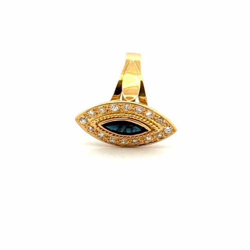 Bague 53 Bague navette en or jaune 18 carats, saphir et diamants 58 Facettes