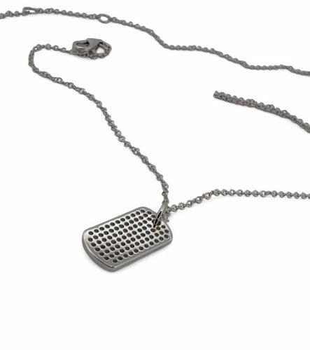Collier Chaîne et pendentif plaque en or blanc 18 carats et diamants 58 Facettes