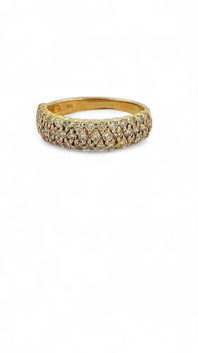 Bague 56 Demi-alliance - Bague en or jaune 18 carats et diamants 58 Facettes