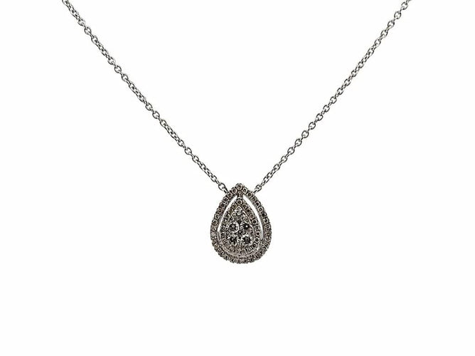 Collier Collier goutte en or blanc 18 carats et diamants 58 Facettes